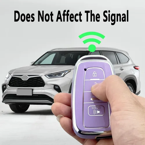 Miniatura 6 de Funda para Llavero Compatible con Toyota 2019-2023 Camry RAV4 Highlander Corolla 4Runner Avalon C-HR Prius (Morado)