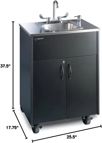 Miniatura 10 de Ozark River Portable Sinks Premier S1, encimera y lavabo de acero inoxidable laminado negro, fregadero autónomo, estación de lavado de manos