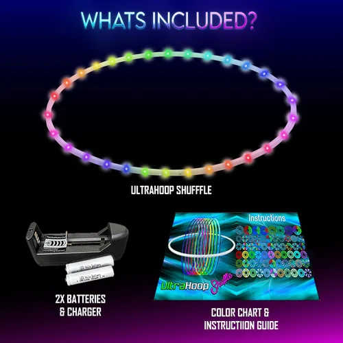Miniatura 4 de UltraPoi UltraHoop Shuffle LED Hoop – Aro LED inteligente con cambio de color automático y más de 100 patrones de luz – Recargable, plegable