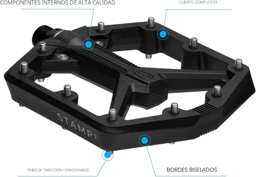 Miniatura 2 de Crankbrothers Stamp Pedales Planos MTB - Pedales de Bicicleta Ligeros, Versátiles y Duraderos de Tamaño Específico Negro