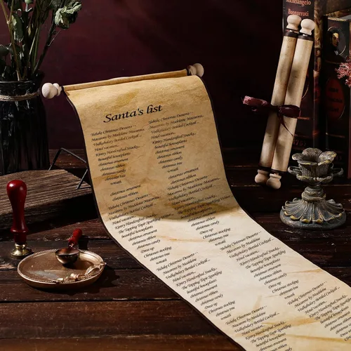 Miniatura 4 de Epakh Paquete de 2 rollos de papel vintage en blanco envueltos en barra de madera, pergamino en blanco de larga edad para escribir, dibujar, None" }