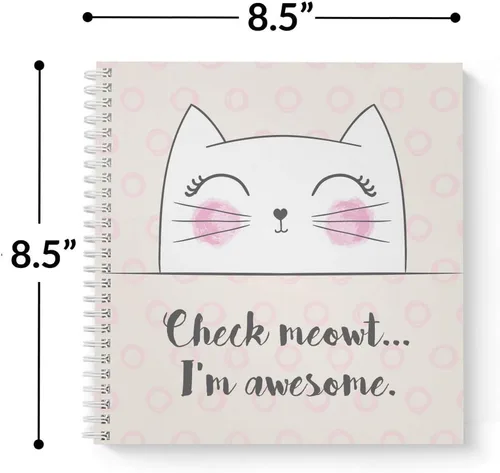Miniatura 3 de Cuaderno de espiral de 8.5 x 8.5 in, 120 páginas de rayas anchas, tapa laminada brillante duradera, espiral de alambre blanco. Fabricado en Estados