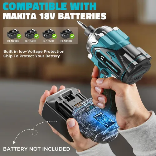 Miniatura 5 de Destornillador de impacto inalámbrico para batería de 18V de Makita, 2800 lb-in, destornillador de impacto sin escobillas con portabrocas hexagonal