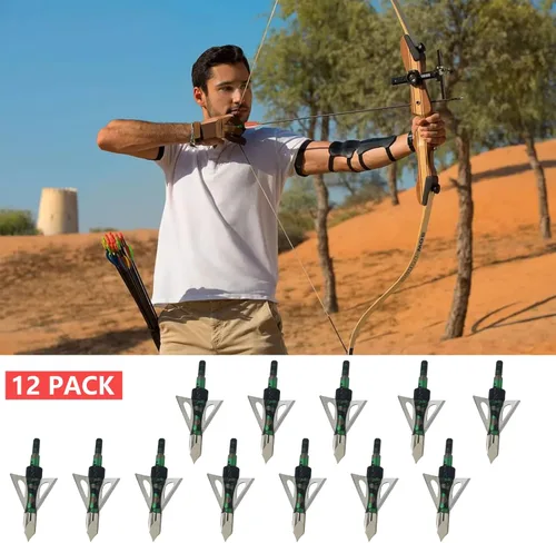 Miniatura 7 de Flechas de Cazar con Puntas de Flecha de 100 Granos Puntas de Flecha de Cazar con 3 Hojas Compatibles con Ballesta y Arco Compuesto