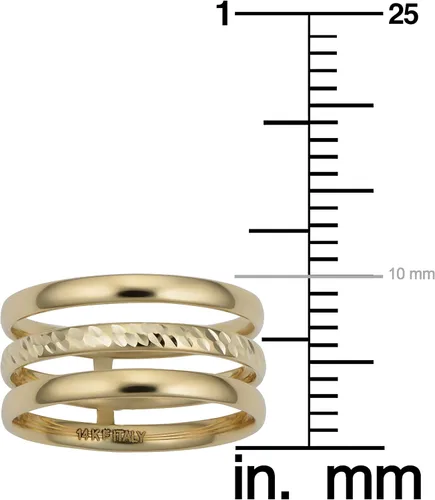 Miniatura 3 de Kooljewelry Anillo de oro amarillo de 14 k de 0.394in con acabado de diamante