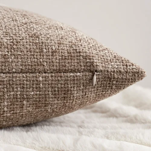 Miniatura 2 de 18x18 Fundas de almohada de chenilla, paquete de 4, serie neutra beige/marrón
