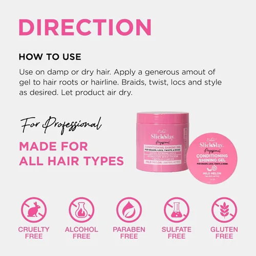 Miniatura 3 de Esha Profesional Slick N Slay - Gel acondicionador - Para trenzas, rastas y mucho más. Proteína de trigo hidrolizada + complejo de biotina B. Aroma