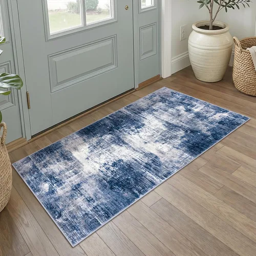 Miniatura 275 de IOHOUZE Alfombra pequeña abstracta de 2 x 3 pies, alfombra de entrada lavable para entrada interior, alfombras con respaldo de goma, alfombra gris