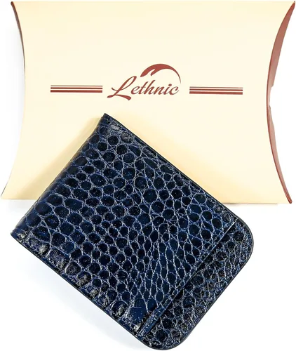 Miniatura 6 de Lethnic Cartera delgada con clip de dinero, bloqueo RFID, soporte para tarjetas de visita de cuero plegable