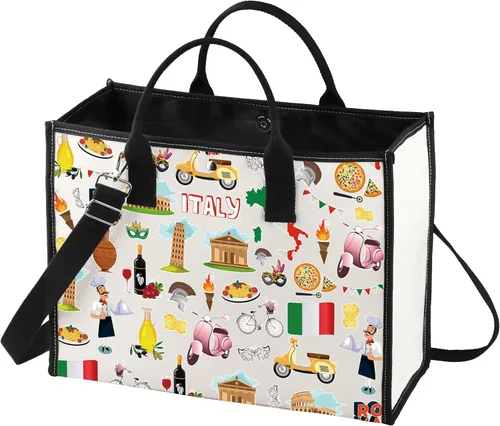 Miniatura 8 de LEVLO Bolsa de viaje para Italia, regalo de recuerdo de Roma, Torre de Pisa, Coliseo, Venecia, Carnaval, cremallera, bolsa de regalo de viaje