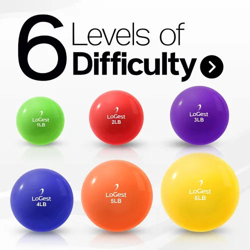 Miniatura 2 de Logest Par de pelotas de ejercicio de tonificación ponderada, bola medicinal de forma redonda, 1 libra, 2 libras, 3 libras, 4 libras, 5 libras, 6