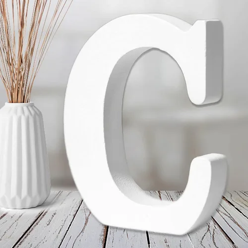 AOCEAN Letras de madera blanca de 6 pulgadas - Letras de madera sin terminar para decoración de pared de Navidad, letras en pie, letrero de