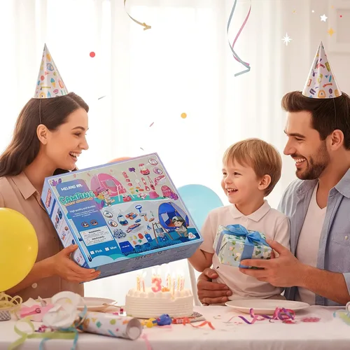 Miniatura 6 de Meland Juego de camping para niños con tienda de campaña, juguete de equipo de campamento con juego de simulación, juguete al aire libre para niños
