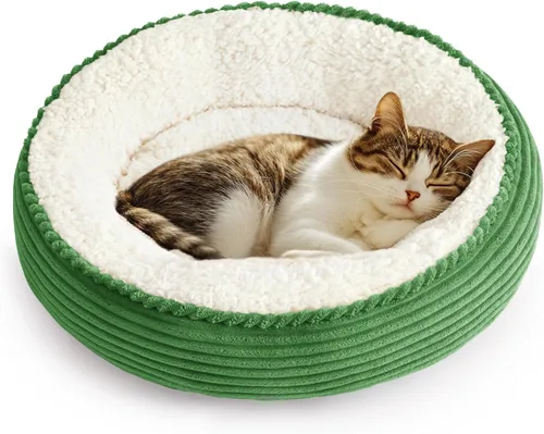 Miniatura 17 de Love's cabin Cama redonda acolchada para gatos y perros, cama para mascotas de 20 pulgadas para gatos o perros pequeños, parte inferior Violeta