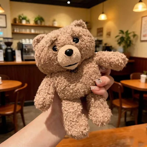 Miniatura 2 de Bonita funda de peluche única y esponjosa con diseño de oso de peluche marrón compatible con Airpods Pro y Pro 2ª funda de auriculares de dibujos