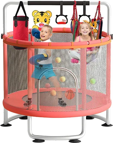 Cama elástica de 60 pulgadas para interiores y exteriores de wirlsweal, cama elástica recreativa de 5 pies para niños pequeños con red de seguridad,