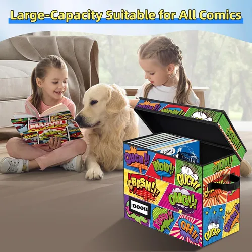 Miniatura 2 de Paquete de 2 Cajas de Almacenamiento de Cómics de Colección, Organizador Protector 15.8" X 7.8" X 11.8" Caja Corta Plegable con Capacidad