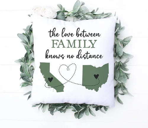 Miniatura 3 de Canary Road Almohada personalizada The Love Between Family Knows No Distance Familia de larga distancia de dos estados o países Abuelos en leyes