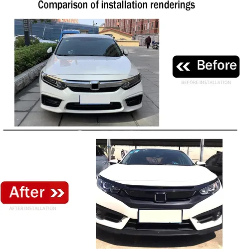 Miniatura 4 de Accesorios para automóvil compatibles con Honda Civic 10ª generación 2016-2021 Cubierta de moldura de rejilla de parachoques delantero