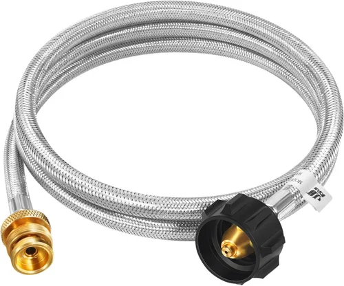 Miniatura 9 de GasSaf Manguera de propano de 5 pies, adaptador de propano conectado de 1 libra a 20 libras, manguera trenzada de acero inoxidable para calentadores