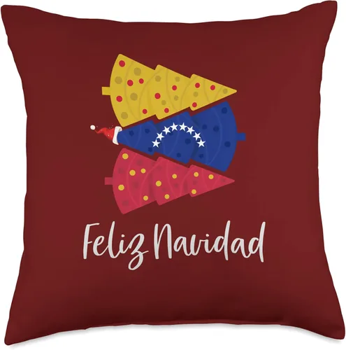Venezuela Xmas Ideas Celebration Feliz Navidad Venezuelan Girl Flag Venezuela Feliz Navidad, 18 x 18 pulgadas, multicolor