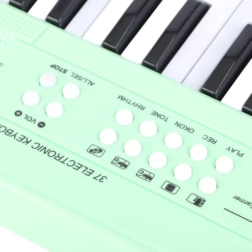 Miniatura 6 de Piano eléctrico de 37 teclas Teclado para principiantes con micrófono Carga USB de doble potencia o baterías verde