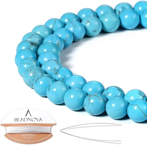 Miniatura 33 de Cuentas de ónix negro BEADNOVA con cuentas de cristal natural, piedras preciosas, redondas, sueltas, curativas de energía con cordón elástico de 01)