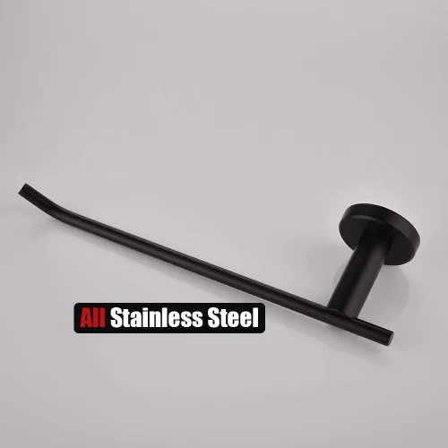Miniatura 8 de JQK Toallero de mano negro, anillo de toalla de acero inoxidable para baño, soporte para collar de 9 pulgadas, soporte de pared negro mate, mano