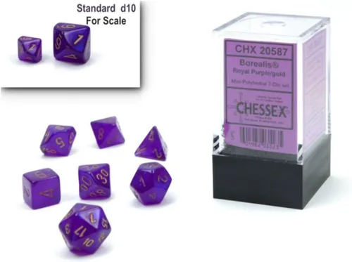 Chessex Juego de dados – Juego de dados poliédricos luminarios Borealis de 0.394 in – Dados Dungeons and Dragons D&D DND TTRPG – Incluye 7 dados –