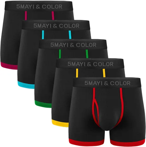 5Mayi Paquete de ropa interior para hombre, calzoncillos tipo bóxer de algodón, longitud regular, tallas S, M, L, XL y XXL