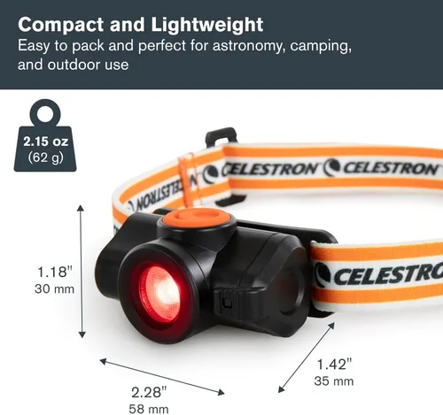 Miniatura 7 de Celestron – Linterna de visión nocturna para la cabeza – Múltiples modos de luz – Incluye configuración SOS – Ideal para astronomía y campamento