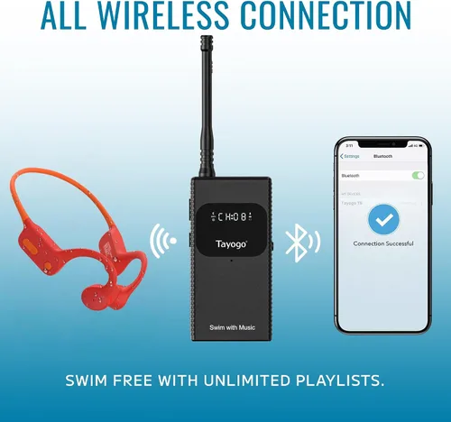 Miniatura 2 de Tayogo Auriculares de natación, auriculares impermeables de conducción ósea, comunicador de entrenador de natación, auriculares impermeables