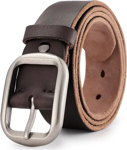 Cinturón de mezclilla de cuero genuino para hombre, hecho a mano, 100% piel de vaca, diseños clásicos para el trabajo, negocios y casual