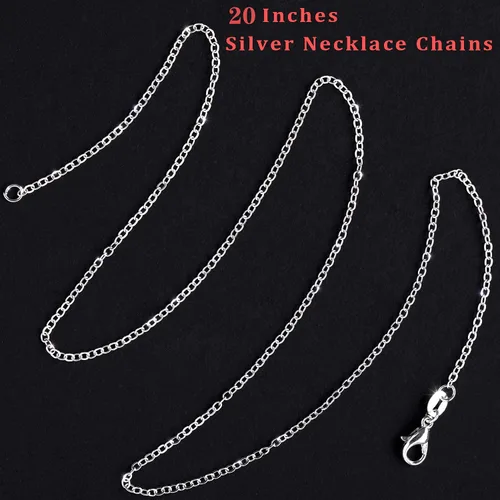 Miniatura 2 de Paquete de 50 cadenas de collar chapadas en plata a granel, paquete de cadenas de cable para fabricación de joyas