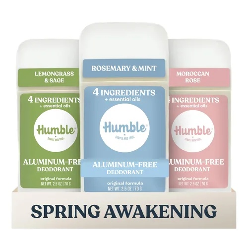 Humble Desodorante sin aluminio para mujeres y hombres, Spring Awakening - Desodorante natural limpio y fresco en barra con aceites esenciales para