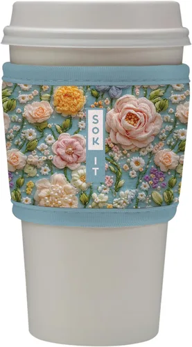 Miniatura 86 de Sok It HotSok Coffee & Tea - Funda de neopreno con aislamiento reutilizable (floral abstracto)