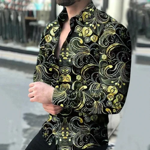 Miniatura 3 de ZDFER 2022 Nuevas camisas para hombre, camisas casuales de talla grande, camisas de manga larga con botones, camisas coloridas con cuello hawaiano