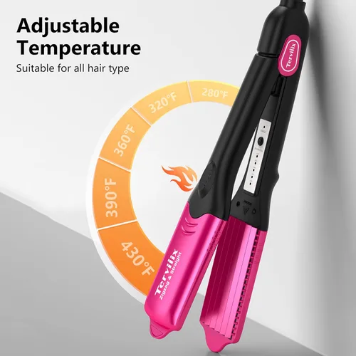 Miniatura 5 de Terviiix Plancha de pelo con crimpadora de 4 placas intercambiables, plancha prensadora para cabello con queratina y aceite de argán para mujeres