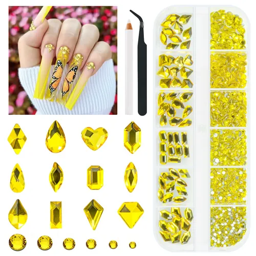 Miniatura 23 de Qiipii 2052 piezas de diamantes de imitación amatista púrpura para uñas, diamantes de imitación de vidrio de color lila claro para uñas, 72 formas