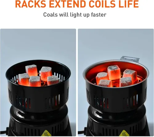 Miniatura 3 de Estufa eléctrica de carbón de coco, placa caliente aprobada por ETL, quemador de carbón duradero más rápido de 120 V ~ 600 W con mango desmontable