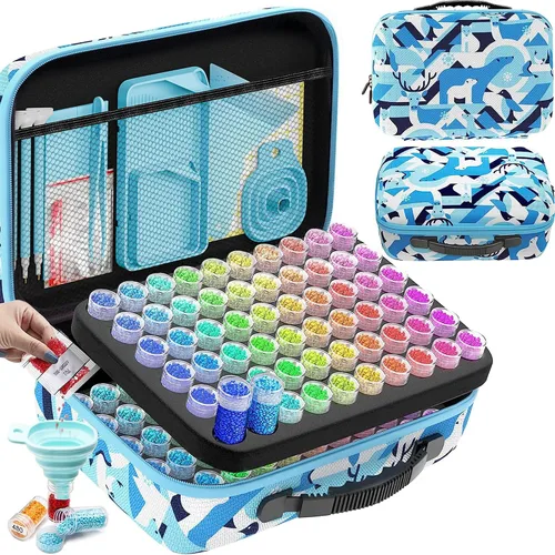 Miniatura 20 de ARTDOT Contenedor de almacenamiento de 30 ranuras para kits de arte de diamantes para adultos, cajas de almacenamiento portátiles de cuentas