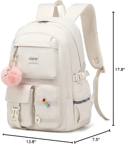 Miniatura 9 de Mochila grande para estudiantes con laptop de abshoo para mujeres universitarias, adolescentes de escuela secundaria y media, bolsa de libros, Beige