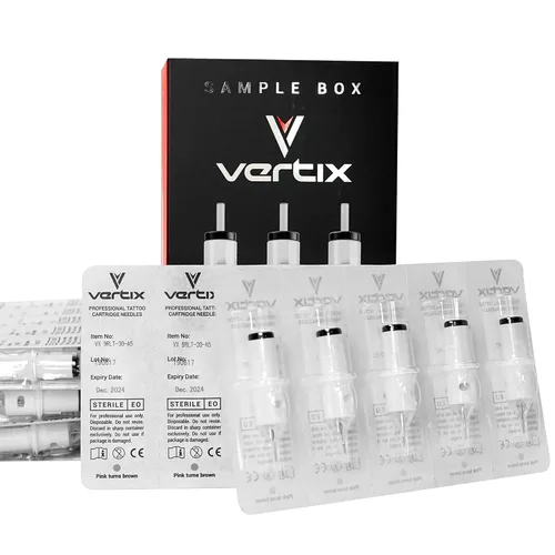 Miniatura 3 de Vertix - 1 delineador redondo, paquete de 20 cartuchos de máquina de tatuaje de membrana - Punta desmontable transparente, minimiza la vibración