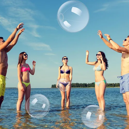 Miniatura 7 de Hungdao 12 Piezas Pelotas de Playa Inflables Transparentes al Por Mayor de 16 Pulgadas Pelota de Ornamento de Caldero Burbujeante Transparente