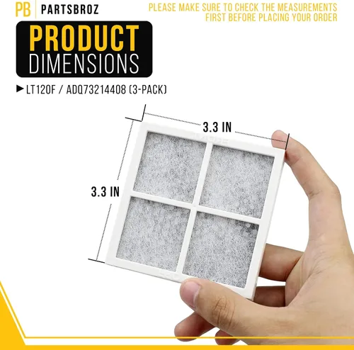 Miniatura 2 de PartsBroz Filtro de aire para refrigerador LT120F, paquete de 3 unidades para ThinQ LG LFX31925ST LFXC24726S LMXS30776D LRMDC2306S LRMVC2306D
