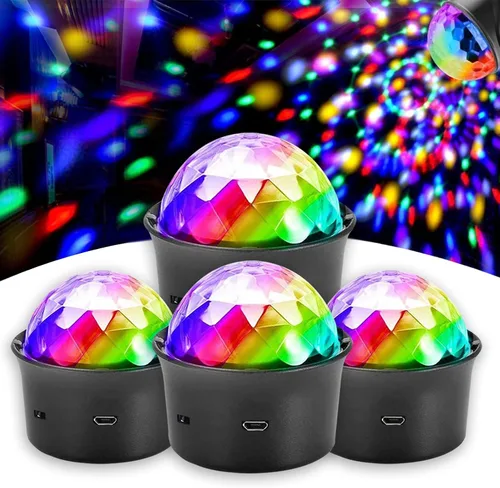 Miniatura 8 de Paquete de 2 mini luces de bola de discoteca activadas por sonido, luces de fiesta de discoteca multicolor, batería recargable por USB, luces