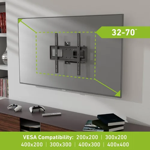 Miniatura 2 de D-Line Soporte de pared para TV de movimiento completo para televisores de 32 a 70 pulgadas, inclinación, giro y extensión, VESA 7.874 x 7.874 in