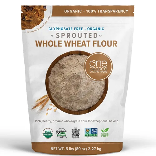 Miniatura 9 de One Degree Organics Harina de trigo integral germinada, sin glifosato, USDA orgánica, grano entero, alto en fibra, sin OMG, vegano, kosher