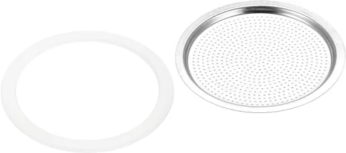 Miniatura 8 de MECCANIXITY Junta de silicona de 6 piezas de 2.165 x 2.835 in y 2 piezas de filtro de acero inoxidable de 2.598 x 2.126 in para 6 tazas de café Mocha