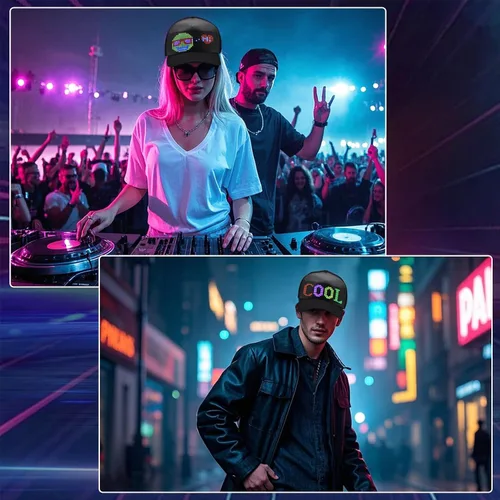 Miniatura 3 de Sombreros LED, pantalla LED, gorras de béisbol con control de aplicación Bluetooth, compatible con texto, patrones, animaciones para fiestas, bares